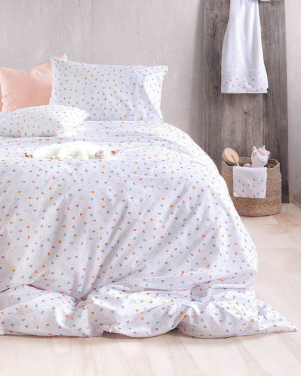 Rythmos Elektrische Gitarren Kinderdecke Einzel mit Kissenbezug Tiny Heart White 160x240cm