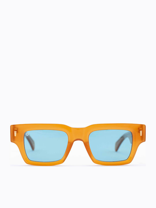 Kyme Unisex Γυαλιά Ηλίου με Κίτρινο Κοκκάλινο Σκελετό και Γαλάζιο Φακό Boxy 08