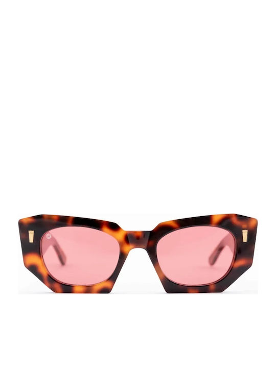 Kyme Women's Sunglasses with Brown Tartaruga Plastic Frame and Pink Lens KIM 02
