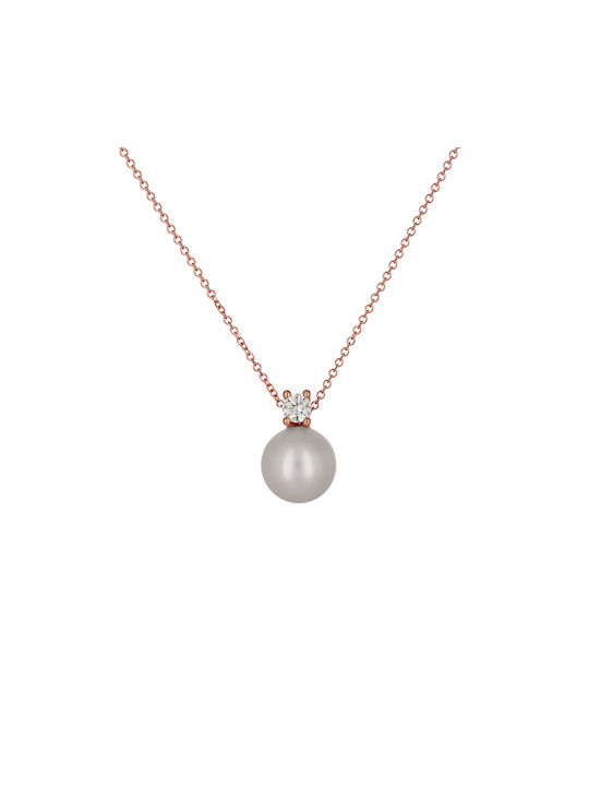 Necklace from Rose Gold 18k with Pearls & Diamond