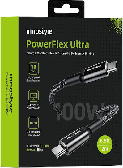 Innostyle USB 2.0 Cable USB-C male - USB-C 100W Μαύρο 2m ICC200ALBLK