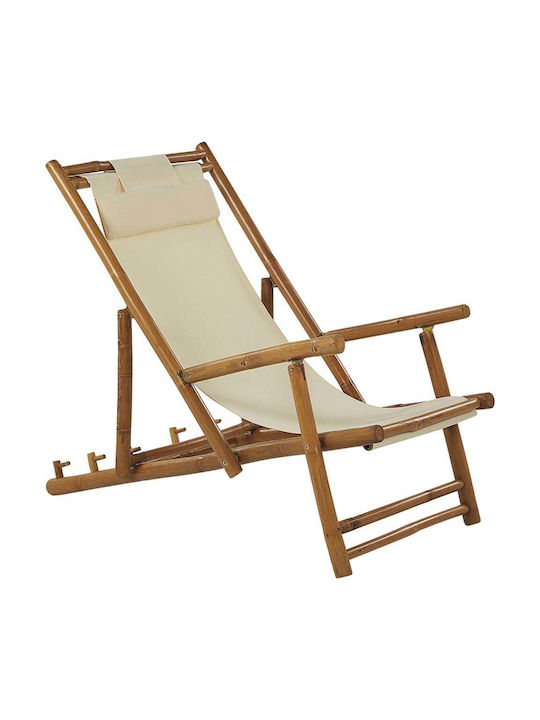 Deckchairs Bamboo with Brown Fabric 60x101x90cm