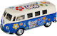 Μινιατούρα Μεταλλικό Αυτοκίνητο Vw Flower Power Bus Φως Ήχο Μπλε Λευκό