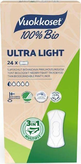 Vuokkoset Vuokkoset 100% Bio Hygienic Pads Ultra Light 24 Pcs
