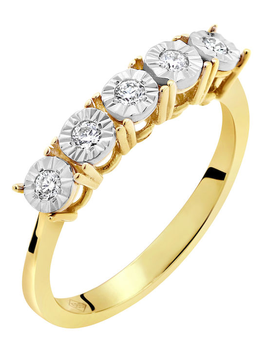 Ring Serene White Gold & Gold K14 Diamonds P-68509 White Gold Yellow Gold K14