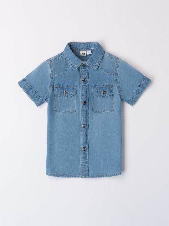 Kids Shirt Short Sleeve Denim Blue Denim