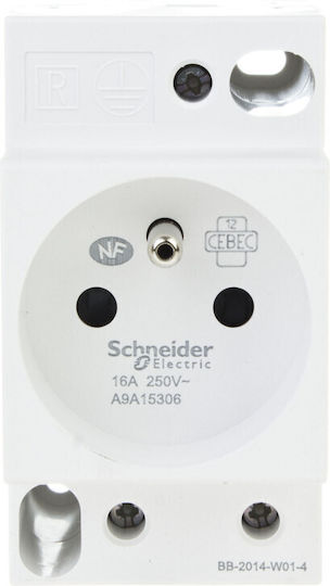Schneider Electric 2-Poles Socket Panel Push Button Socket Switch 230V 16A