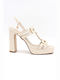 Laura Biagiotti Women's Sandals Beige with High Heel