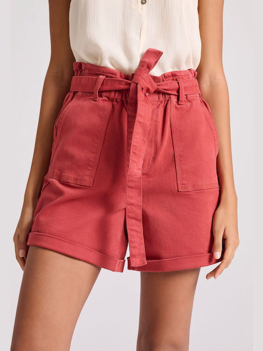 Funky Buddha Women's Jean High-waisted Shorts Red