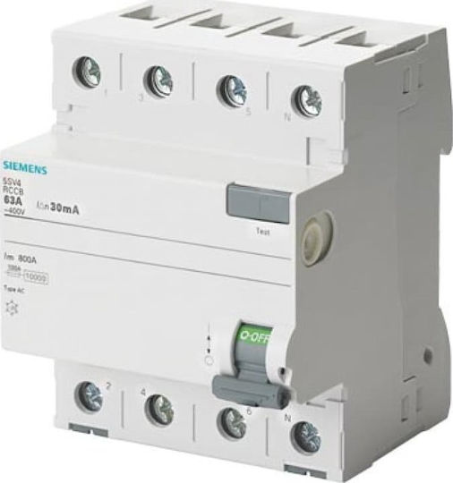 Siemens Ρελέ Ράγας Διαρροής 40A Τετραπολικό