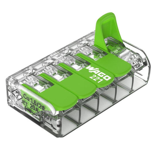 Conectori de îmbinare cu manete, gama verde, cleme cu grilă, 5-cond 4mm2 85°c transparent