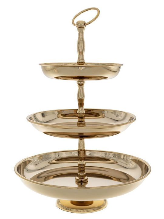 Iliadis Metallic Dessert Tower Stand with 3 Tiers Gold Ø25cmxY33cm 33x15x33cm