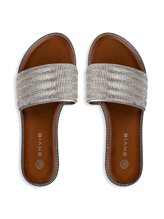 Envie Shoes Damen Flache Sandalen in Silber Farbe