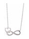 Oxzen Platinum-plated Necklace with design Heart from Silver with Zircon