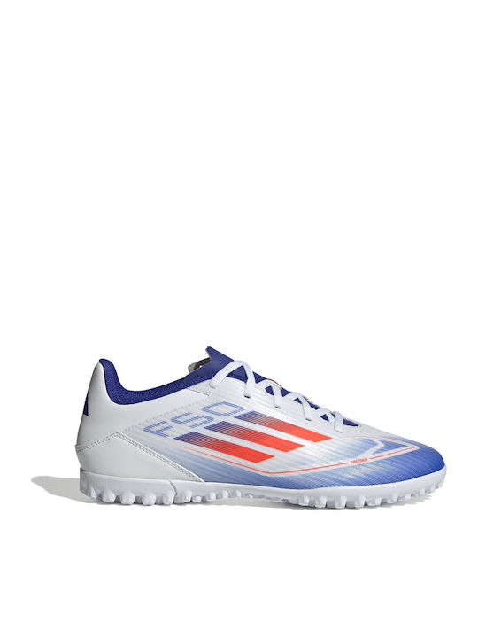 adidas F50 Club TF Football Shoes with Molded Cleats Cloud White Solar Red Lucid Blue adidas F50 Club TF Football Shoes with Molded Cleats Cloud White Solar Red Lucid Blue