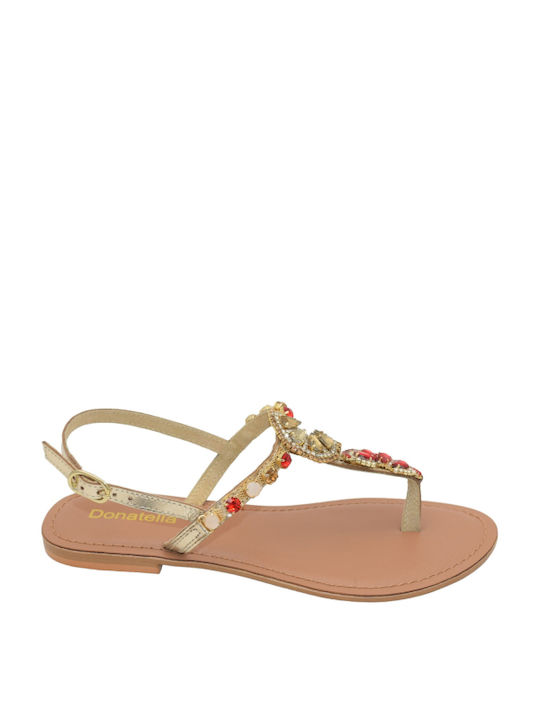 Morena Spain Women's Sandals with Ankle Strap with Stones Gold