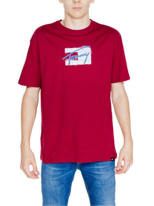 Tommy Hilfiger T-shirt Bărbătesc cu Mânecă Scurtă Burgundy