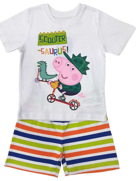 Peppa Pig Παιδική Πιτζάμα Καλοκαιρινή Λευκή George
