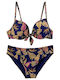 Set Bikini Floral Μπλε