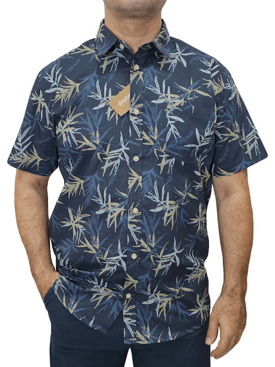 Cu mânecă scurtă Bumbac Cămașă Floral Navy
