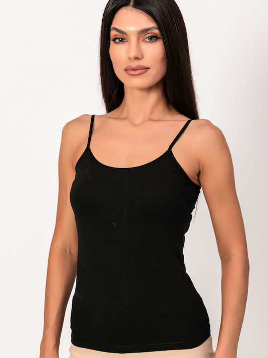 Kota Ic Giyim Women's Cotton T-Shirt with Spaghetti Strap Black