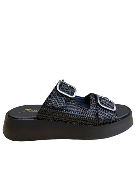 Δερμάτινα Γυναικεία Σανδάλια Black/Silver