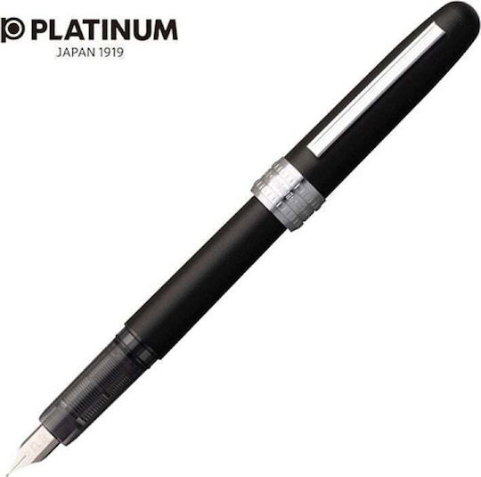 Platinum Πένα Γραφής Fine Μαύρη από Αλουμίνιο με Μαύρο Μελάνι