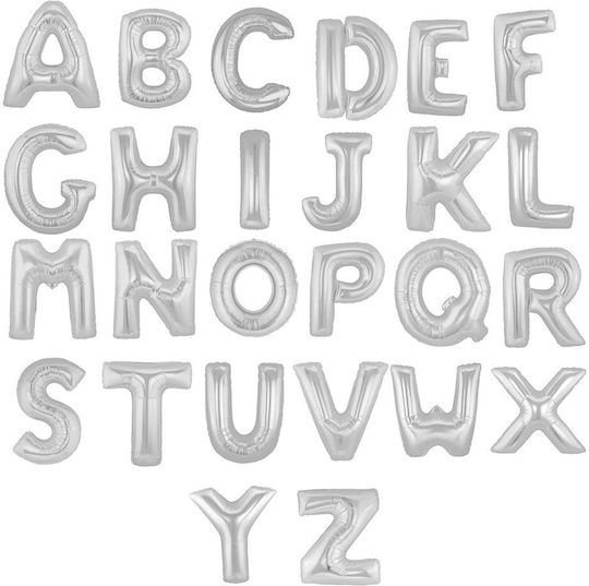 Folienballons verschiedene Buchstaben Silber 82 cm Typ V