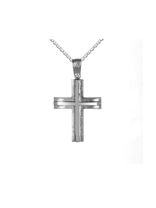 Men's White Gold Cross 14K