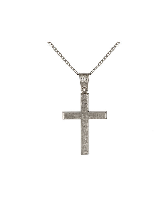 Men's White Gold Cross 14K