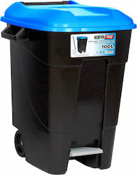 Tayg Plastic Wheeled Waste Bin 100lt with Pedal Blue