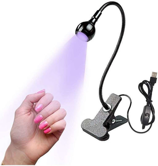Mini Usb Εύκαμπτη Λάμπα Uv & Led Clip Στερέωσης 3w