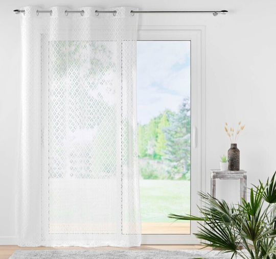 Douceur d'Intérieur Κουρτίνα με Τρουκς Odilia Λευκή 140x280εκ.