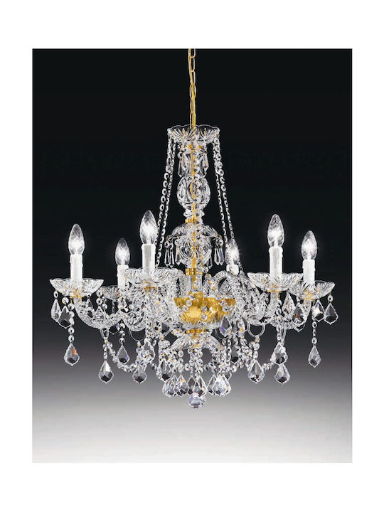 VLD Chandelier with Crystals 6xE14 Gold 72cm