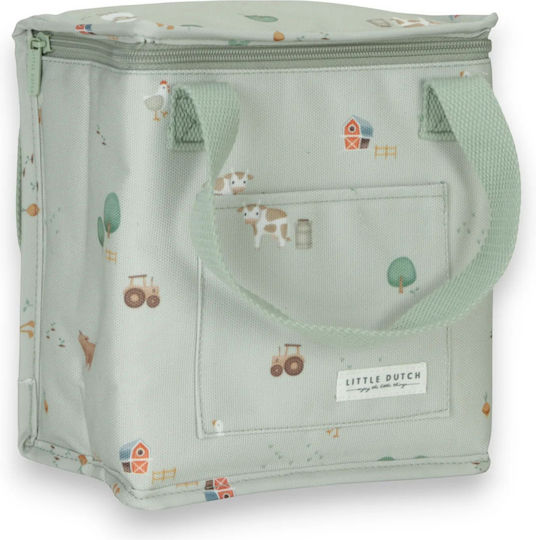 Little Dutch Little Farm School Insulated Hand Lunch Bag Green 20x12x21.5cm