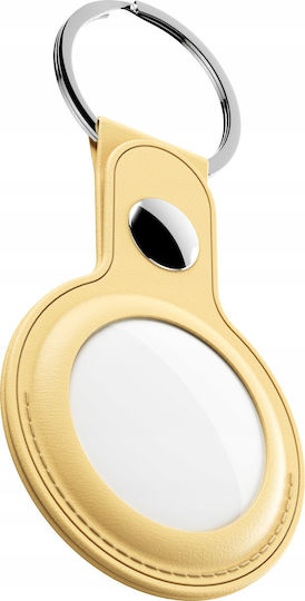 KeyBudz Keyring Θήκη Μπρελόκ Δερμάτινη για AirTag σε Κίτρινο χρώμα