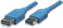 Techly ICOC-U3-AA-10-EX USB 3.0 USB-A-Stecker zu USB-A-Buchse Blau 1m