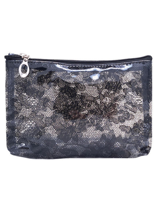 Transparent Flower Rectangular Toiletry Bag Zipper 18x13cm