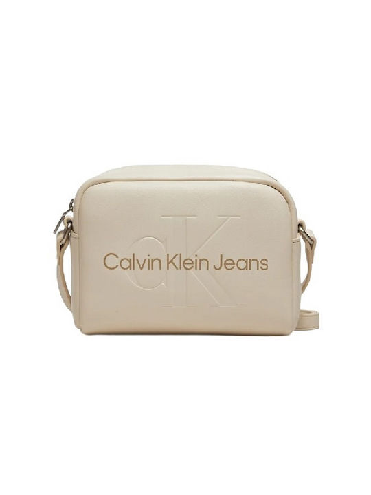 Calvin Klein Sculpted Camera Γυναικεία Τσάντα Χιαστί Μπεζ