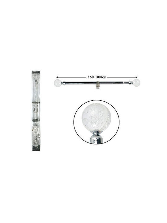 Folding Metal Curtain Pole 160cm-300cm Single Round Ends Home