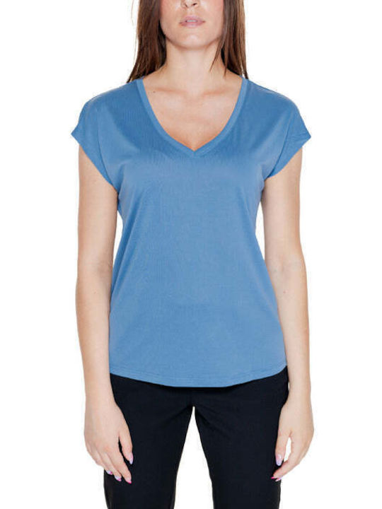 Vila Women's T-shirt with V Neck Blue