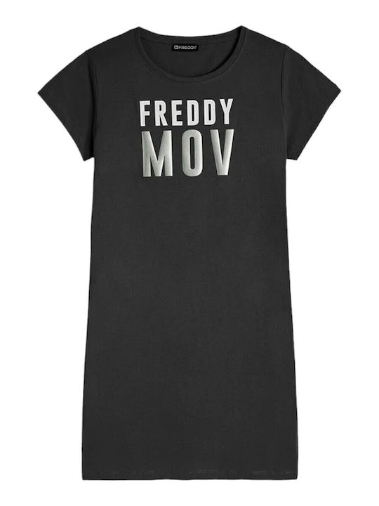 Freddy Лятна Midi T-shirt Рокля Сатен Черна