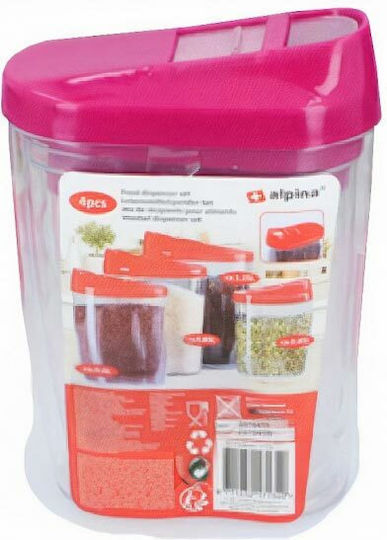 Alpina Appliances 17134 Σετ 4τμχ Κουτιά Γενικής Χρήσης με Καπάκι Πλαστικό Ροζ 1250ml 4τμχ