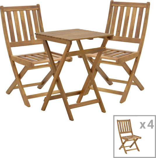 Set Dining Room 5pcs Natural Acacia Mashif Wood 282-000043