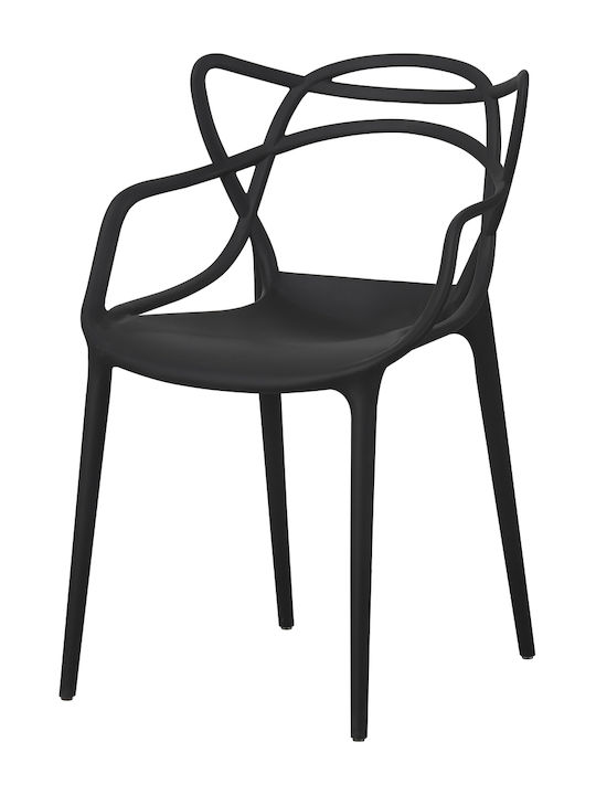 Abstract Dining Room Polypropylene Chair Black 4pcs