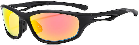 Ochelari de soare pentru copii Techsuit Bike 9309, ciclism sportiv, activități în aer liber, ramă polarizată din PC, unisex, negru roșu