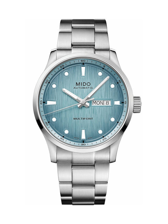 Mido Multifort M Uhr Batterie mit Blau Metallarmband