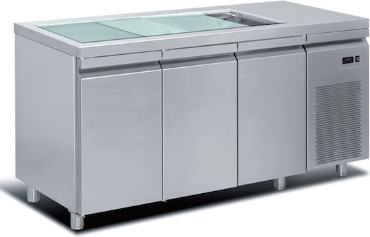 Käsevitrine mit 3 Türen & Schiebe-Plexiglas Maße 213x80x93cm