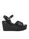 Women's Leather Platform Shoes Black