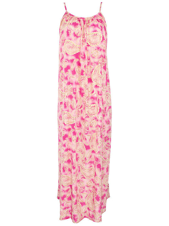 Lara Ethnics Capri Maxi Kleid Satin Rosa